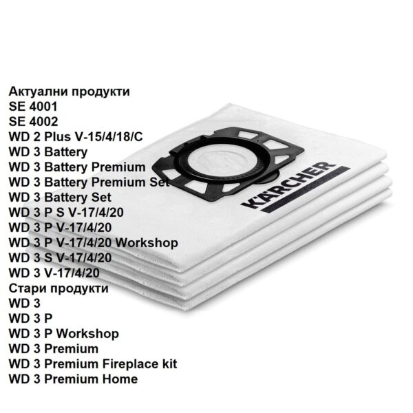 Торби за прахосмукачка Керхер WD 3 V..... 4 броя 2.863-314.0